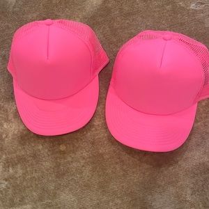 Set of 2 bright pink trucker hats